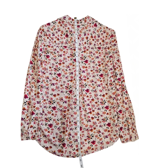 Beach Lunch Lounge Floral Button Down Shirt - Pink Orange Cream Brown Mulitcolor - Picture 11 of 13